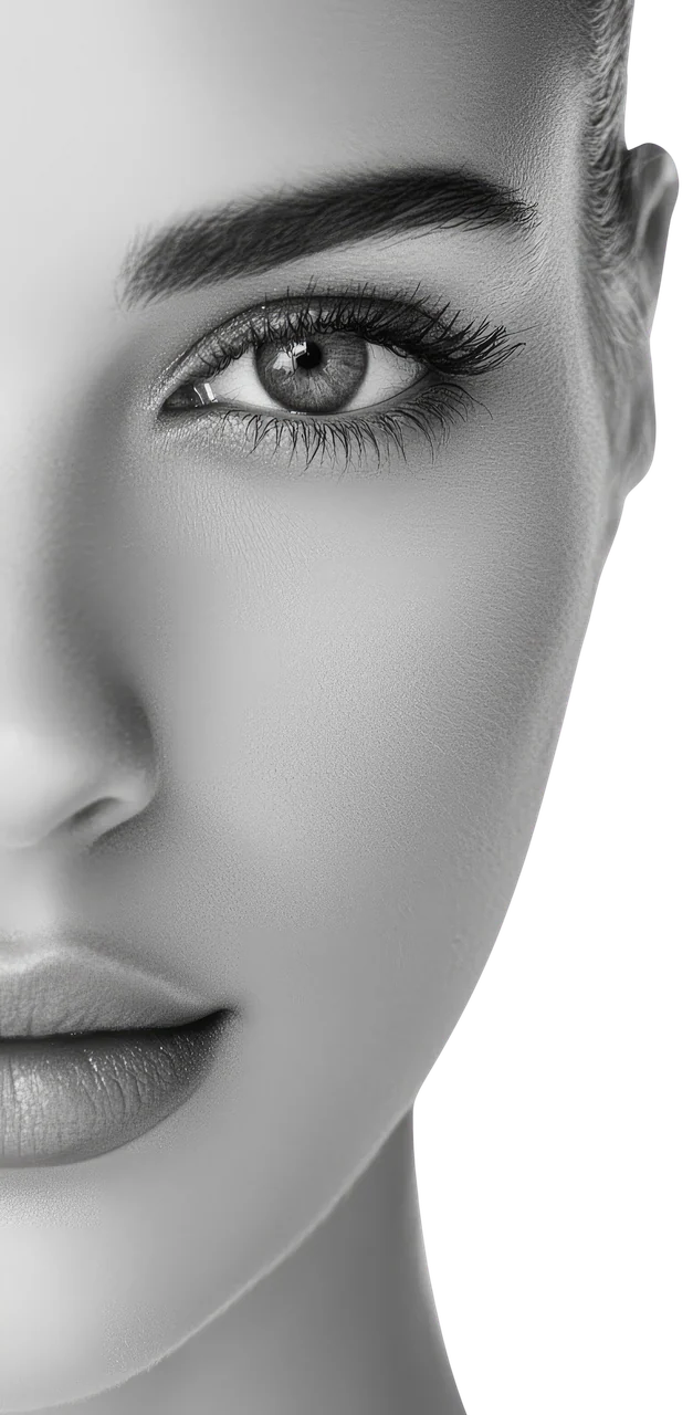 Portrait noir et blanc illustrant l’observation professionnelle de la peau
