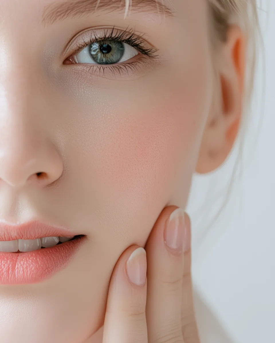 Visage féminin sur fond clair, illustration de soin cosmétique